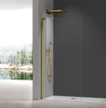Душова перегородка Walk-In KOER SR SP02-100x200-TR-12 прозоре скло EASY CLEAN 8мм матове золото (KR5396)