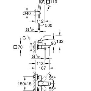 Одноважільний змішувач для ванни Grohe Cubeo (1018140000)