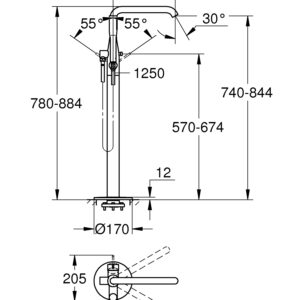 Змішувач для ванни підлогового монтажу Grohe Essence New (25248001)