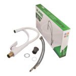 Змішувач для кухні PLAMIX LUCAS-017 SET WHITE REFL.WHITE (з підведенням) (Колір білий+силіконовий вилив білий) (PM0716)