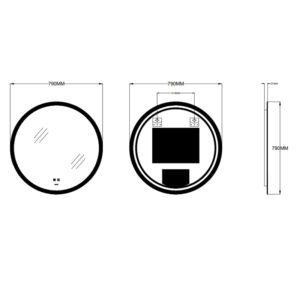 Дзеркало ZERIX SOLO MC02-80 з LED Touch, Anti-fog, димером, рег. яскравості (ZX6066)
