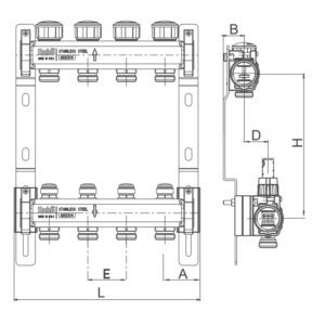 Колектор з термостатичними та запірними клапанами Roho R805-10 - 1"х 10 вих. (RO0064)