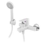 Змішувач для ванни PLAMIX OSCAR-009 EURO SET WHITE (зі шлангом, лійкою та кронштейном) (Колір білий) (PM0699)