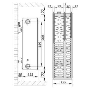 Сталевий радіатор KOER 33x500x1200S (3328 Вт, 51,98 кг, бокове підключення) (RAD124)