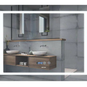 Дзеркало MIXXUS STYLE MR03-70x50 з LED Touch, Anti-fog, димером, рег. яскравості, годинником (MI6006)