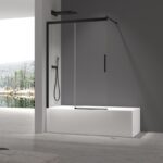 Шторки скляні на ванну розсувні KOER SR BS06-120x150-TR-07 прозоре скло EASY CLEAN 6мм графіт (KR5947)