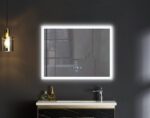 Дзеркало MIXXUS FLAT MR04-100x80 з LED Touch, Anti-fog, димером, рег. яскравості, годинником (MI6927)