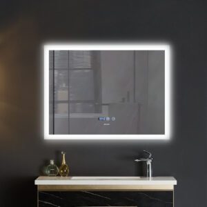 Дзеркало MIXXUS FLAT MR04-100x80 з LED Touch, Anti-fog, димером, рег. яскравості, годинником (MI6927)