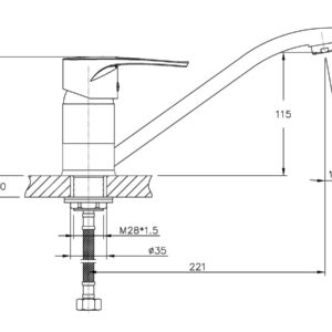 Змішувач для кухні HAIBA XIDE 555 NUT (Колір хром) (HB0403)