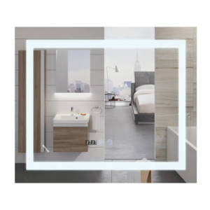 Дзеркало MIXXUS WARM MR02-80x80 з LED Touch, Anti-fog, димером, рег. яскравості, годинником (MI6934)