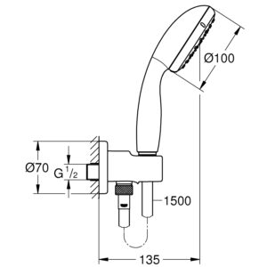 Набір для душу (33556003+26406001) Grohe Eurosmart UA33556002 (UA33556002)