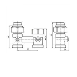 Вузол нижнього підключення радіатора прямий 3/4"x1/2" Koer KR.1133 (комплект) (KR3114)
