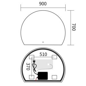 Дзеркало MIXXUS PREMIUM TOPPER MS01-90x70-REVERSE з LED Touch, Anti-fog, димером (3-6,5kK) (MP6632)