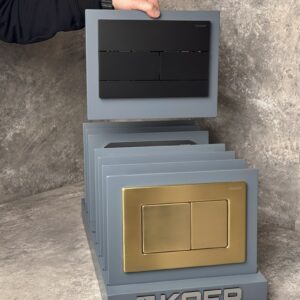 Панель змиву KOER KT-0603-05 240x160x10mm пластикова, кнопка лінійна (колір чорний матовий) (KR5320)