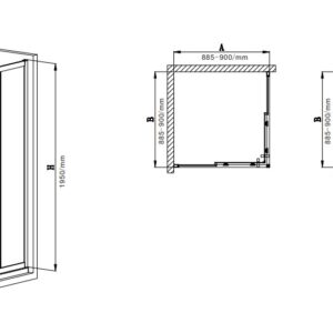 Душова кабіна без піддону MIXXUS PREMIUM DIVERSE SC02-90x90x195-TR BLACK прозоре скло 5мм (MI6862)