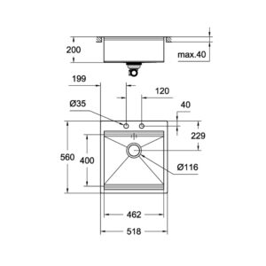 Кухонна мийка K800 (50 cm) Grohe EX-2 Sink (31583SD0)