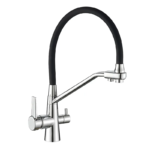 Змішувач для кухні MIXXUS PREMIUM VELIS 021 REFL.BLACK з гнучким виливом з виходом для питної води (Колір хром+вилив чорний) (MI5928)