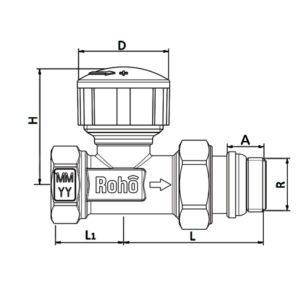 Кран радіаторний термостатичний Roho R5161-050 - 1/2" (М30х1,5) прямий (антипротечка) (RO0125)