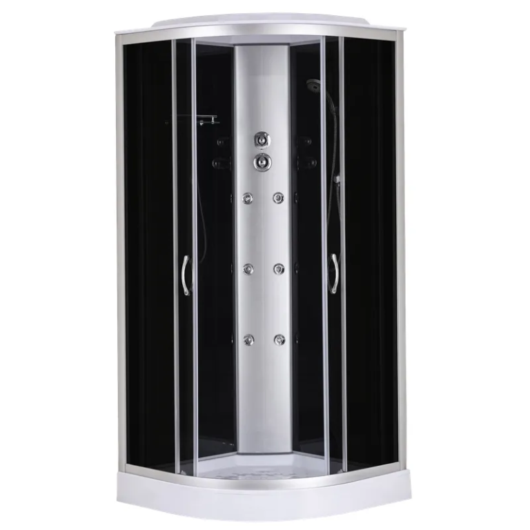 Бокс душовий з гідромасажем з низьким піддоном MIXXUS STRONG SBH02-90x90x215-GR SATIN сіре тоноване скло 4мм (MI6891)