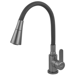 Змішувач для кухнi ZERIX EZA-011-T GRAPHITE REFL.BLACK (колір графіт+силіконовий вилив чорний) (ZX6145)