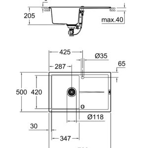 Композитна мийка для кухні Grohe K400 (31639AP0)