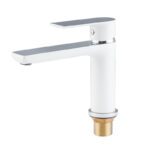 Змішувач для умивальника з подовженим виливом HAIBA ALEX 001 LONG NUT WHITE-CHROME (Колір білий хром) (HB9563)