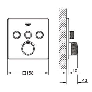 Термостат прихованого монтажу із 3 кнопками керування Grohe Grohtherm SmartControl (102167KF00)