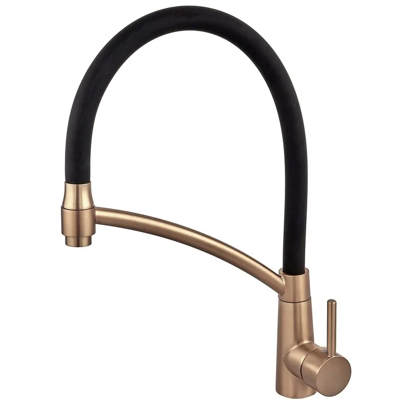 kcs-4fc87cd3b88ea0c379252922.png Змішувач для кухні MIXXUS PREMIUM ROSSI 017 BRUSHED GOLD REFL.BLACK (Колір матове золото+силік. вилив чорний) (MP6723)