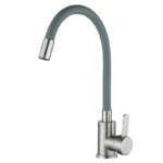 Змішувач для кухні MIXXUS FAN-011 REFL.GRAY з гнучким виливом з нерж. сталі SUS304 (Колір нерж+вилив сірий) (MI6106)
