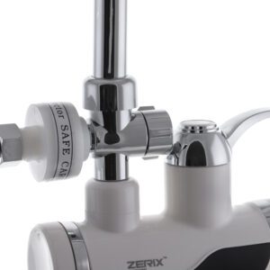 Водонагрівач 3,3 kW проточний ZERIX ELW08-EP з індик. темп., ПЗВ, на мийку (зі шлангом та лійкою) (ZX2750)