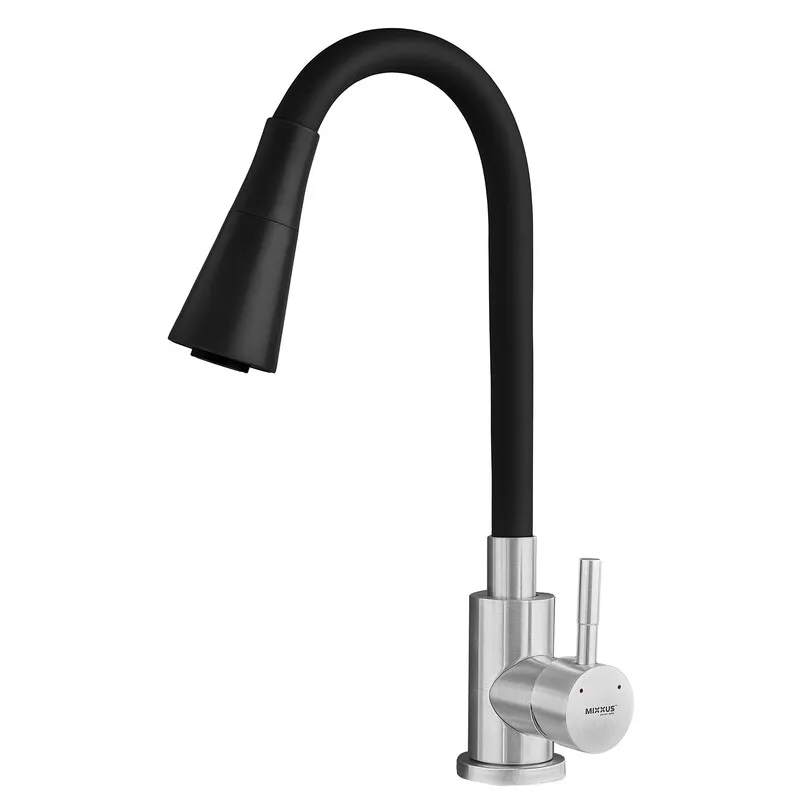 kcs-8c69ca82a091fc11a8e849ae.png Змішувач для кухні MIXXUS SUS-011-T REFL.BLACK з гнучким виливом з нерж. сталі SUS304 (Колір нерж+вилив чорний) (MI8226)