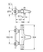 Змішувач для ванни з термостатом Grohe Grohtherm 800 (1022032430)