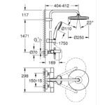Душова система настінного монтажу з термостатом для ванни Grohe Tempesta System 250 (26672001)