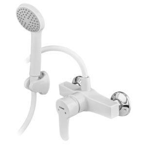 Змішувач для душа PLAMIX MARIO-003 SET WHITE (зі шлангом, лійкою та кронштейном) (Колір білий) (MX1894)