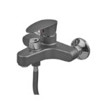 Змішувач для ванни PLAMIX CEZAR-009 EURO SET GRAPHITE (з шлангом, лійкою та кронштейном) (Колір графіт) (PM0694)