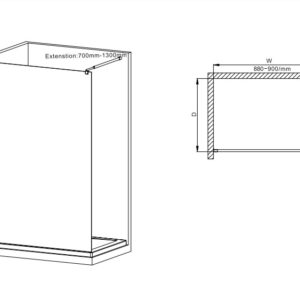 Душова перегородка Walk-In MIXXUS PREMIUM FLAT SP02-90x200-TR BLACK прозоре скло 8мм (MI6855)