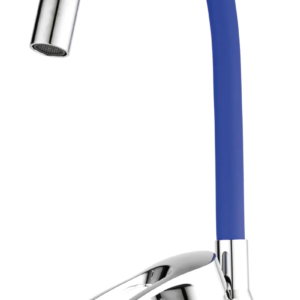 Змішувач для кухні MIXXUS FANY 011 NUT REFL.BLUE з гнучким виливом (без підведення) (Колір хром+вилив блакитний) (MI6293)