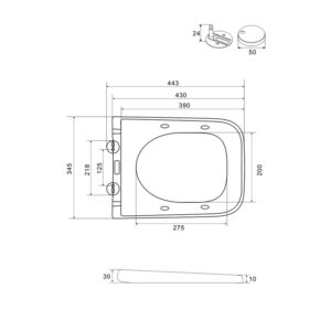 Сидіння-кришка для унітазу MIXXUS PREMIUM SEAT COVER QUADRO-2005 430х345х30mm дюропластове швидкознімне з мікроліфтом (MP6688)