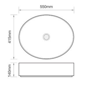 Раковина накладна MIXXUS PREMIUM ELLIPSE-0104 MARBLE 550х415х140mm (MP6554)