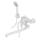 Змішувач для ванни PLAMIX OSCAR-006 SET WHITE (зі шлангом, лійкою та кронштейном) (Колір білий) (PM0703)