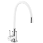 Змішувач для кухні MIXXUS SUS-011 CHROME REFL.WHITE з гнучким виливом з нерж. сталі SUS304 (Колір хром+вилив білий) (MI6233)
