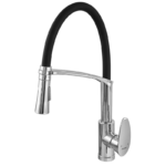 Змішувач для кухні PLAMIX CEZAR-017 SET CHROME REFL.BLACK з силіконовим виливом (з підведенням) (PM0741)