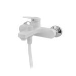 Змішувач для ванни PLAMIX LUCAS-009 EURO SET WHITE (з шлангом, лійкою та кронштейном) (Колір білий) (PM0708)