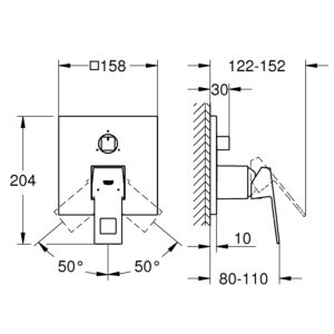Змішувач прихованого монтажу на 3 споживача Grohe Eurocube (24094000)