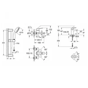 Набір змішувачів для ванни S-Size Grohe BauLoop (UA123214S1)