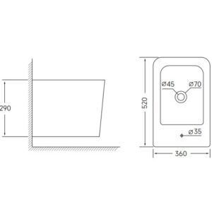 Біде підвісне MIXXUS QUADRO-0502 520х360х290mm (MI6713)