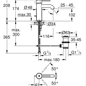 Одноважільний змішувач для раковини 3/8" S-розміру Grohe Essence (24171001)